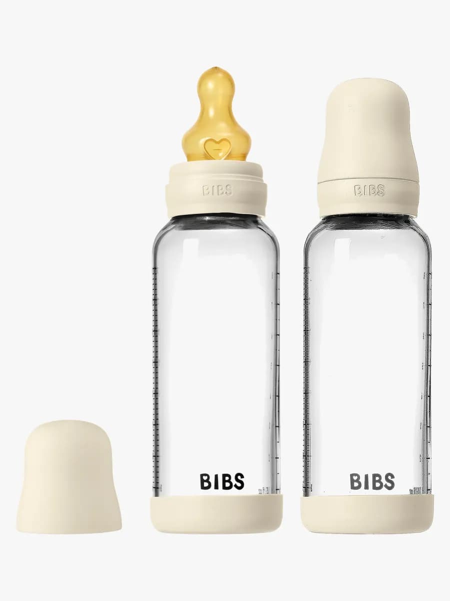 BIBS Medium Flow Glas Nappflaska Latex 2-Pack 240 ml, Ivory