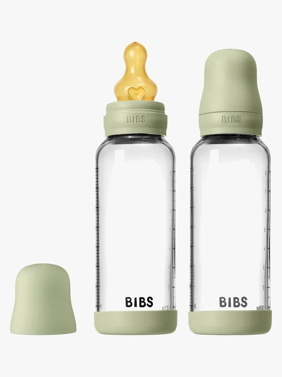 BIBS Medium Flow Glas Nappflaska Latex 2-Pack 240 ml, Sage
