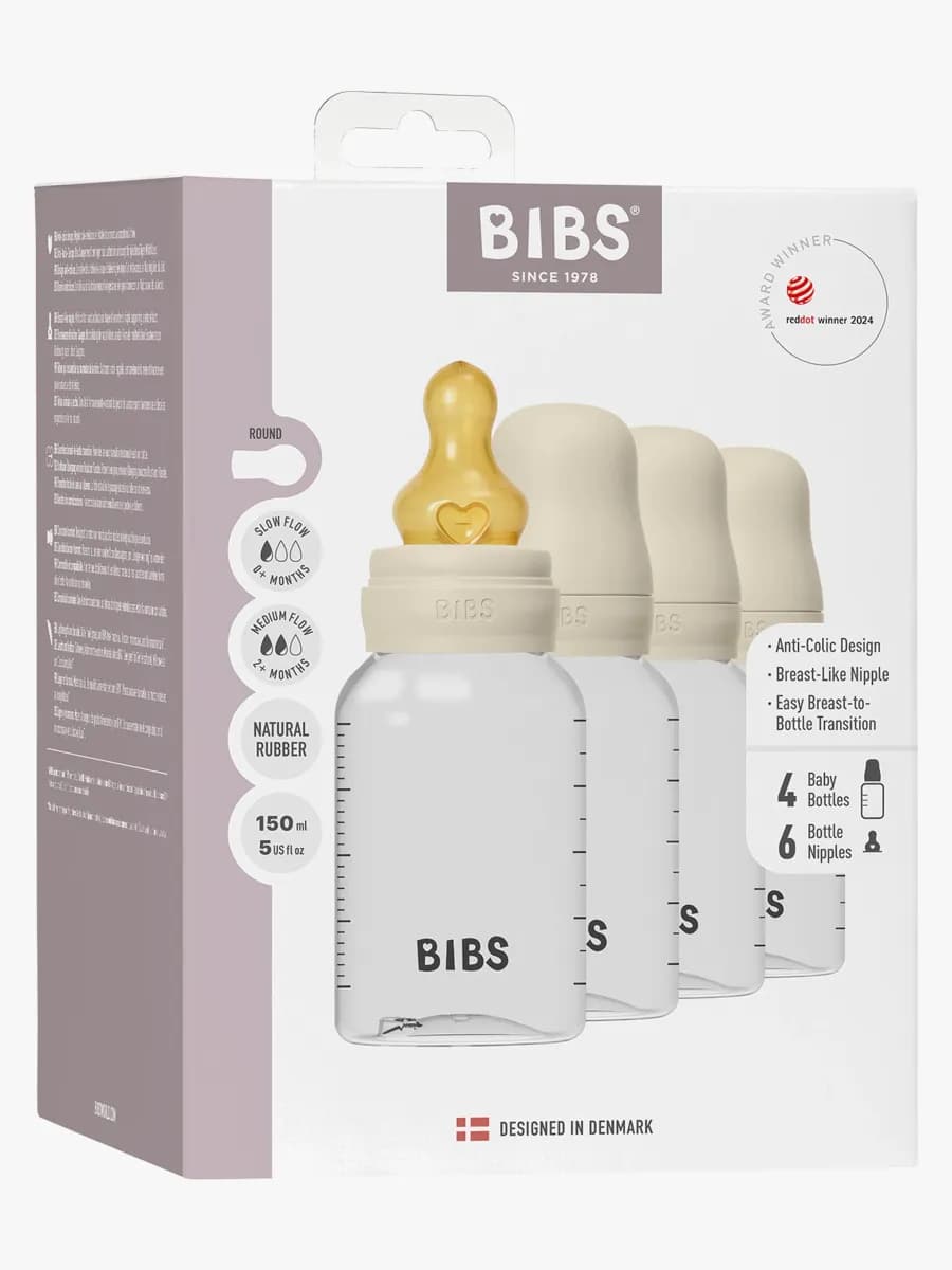 BIBS Nappflaska Latex 4-pack 150 ml, Ivory