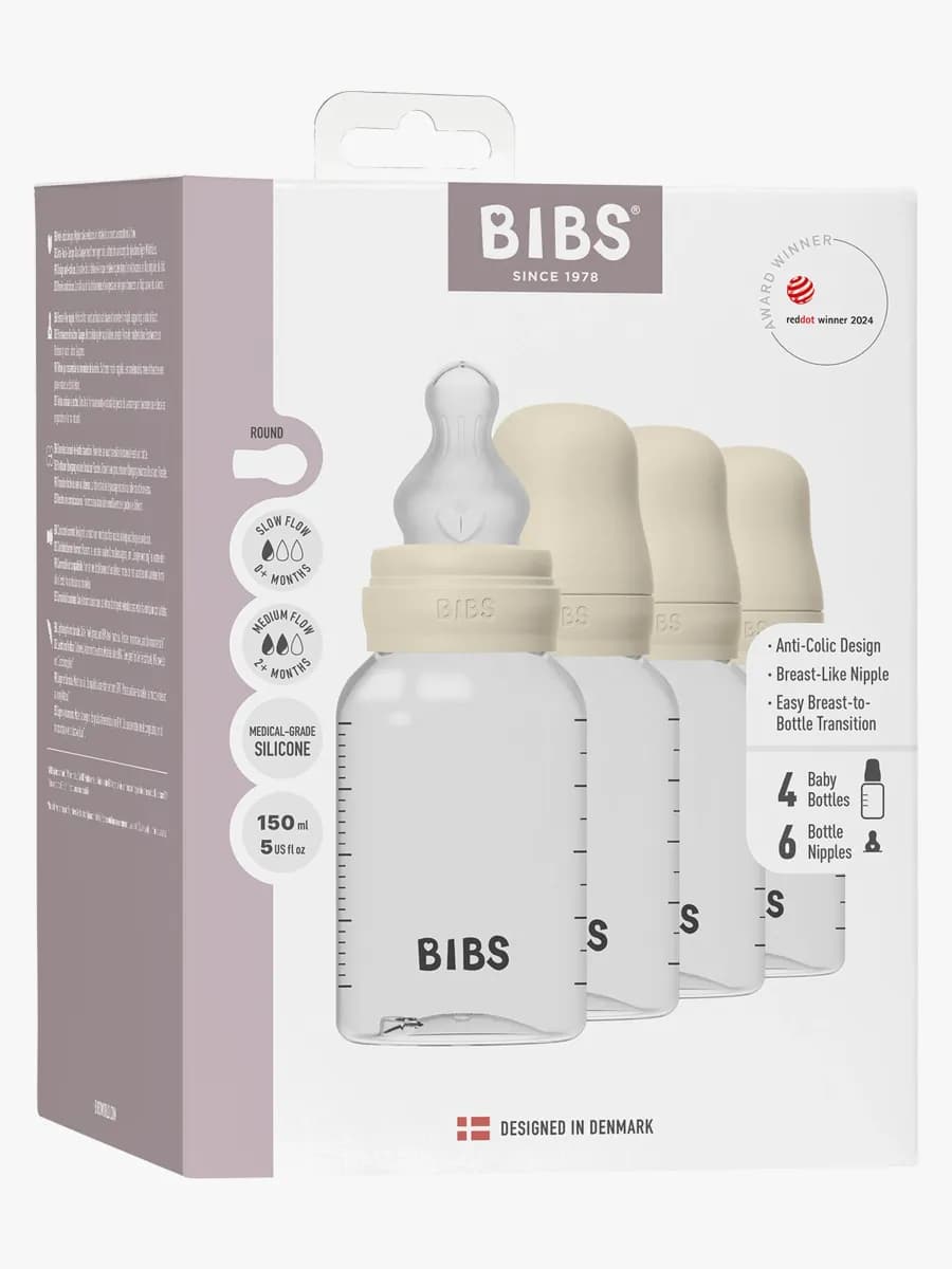 BIBS Nappflaska Silicone 4-pack 150 ml, Ivory
