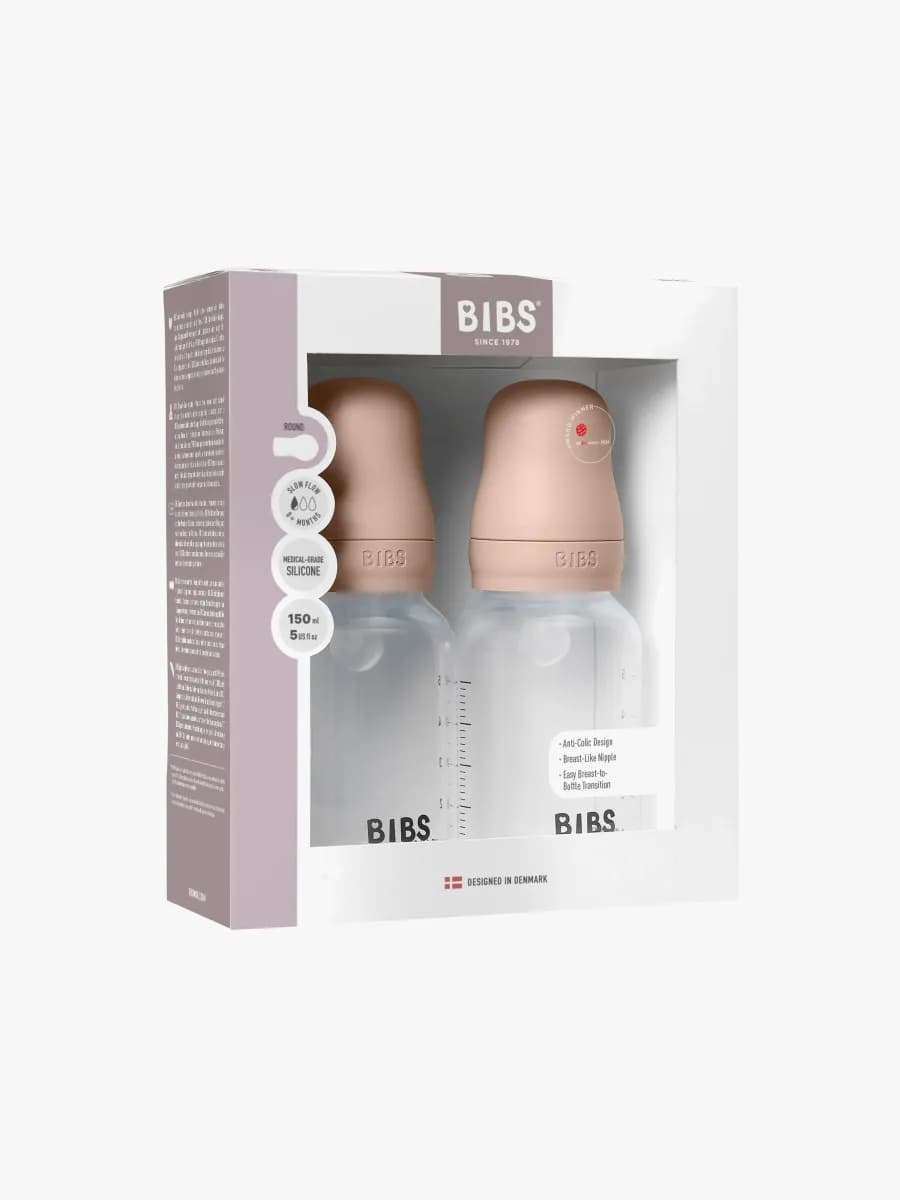 BIBS Slow Flow Nappflaska Silikon 2-Pack 150 ml, Blush