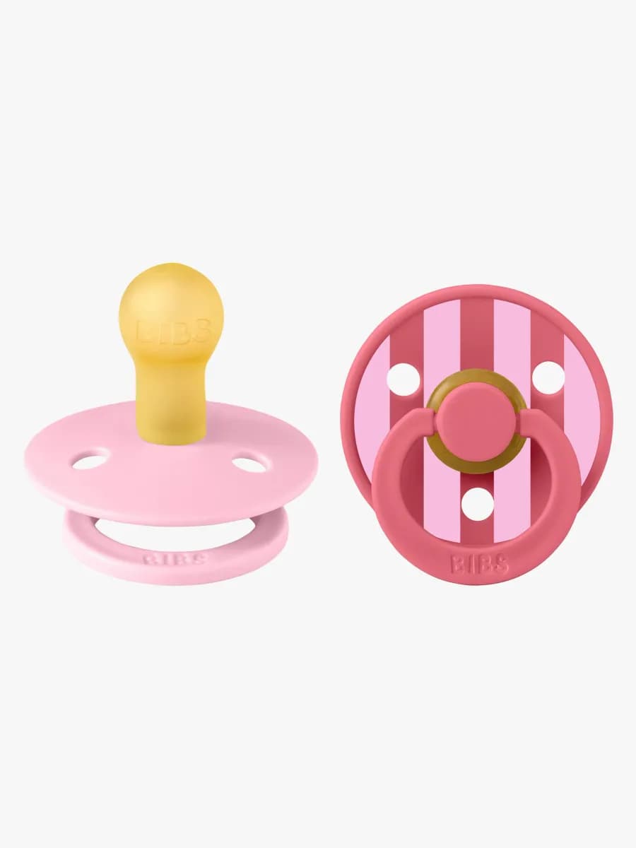 BIBS Studio Colour Block Napp 2-Pack Latex Stl 1, Baby Pink Coral Mix