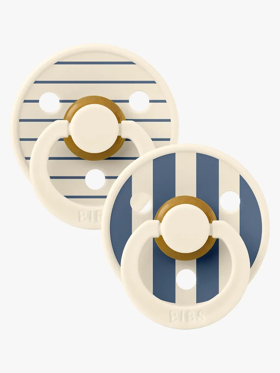 BIBS Studio Colour Napp 2-Pack Latex Stl 1 Rund, Pin/Ivory Steel Blue Mix