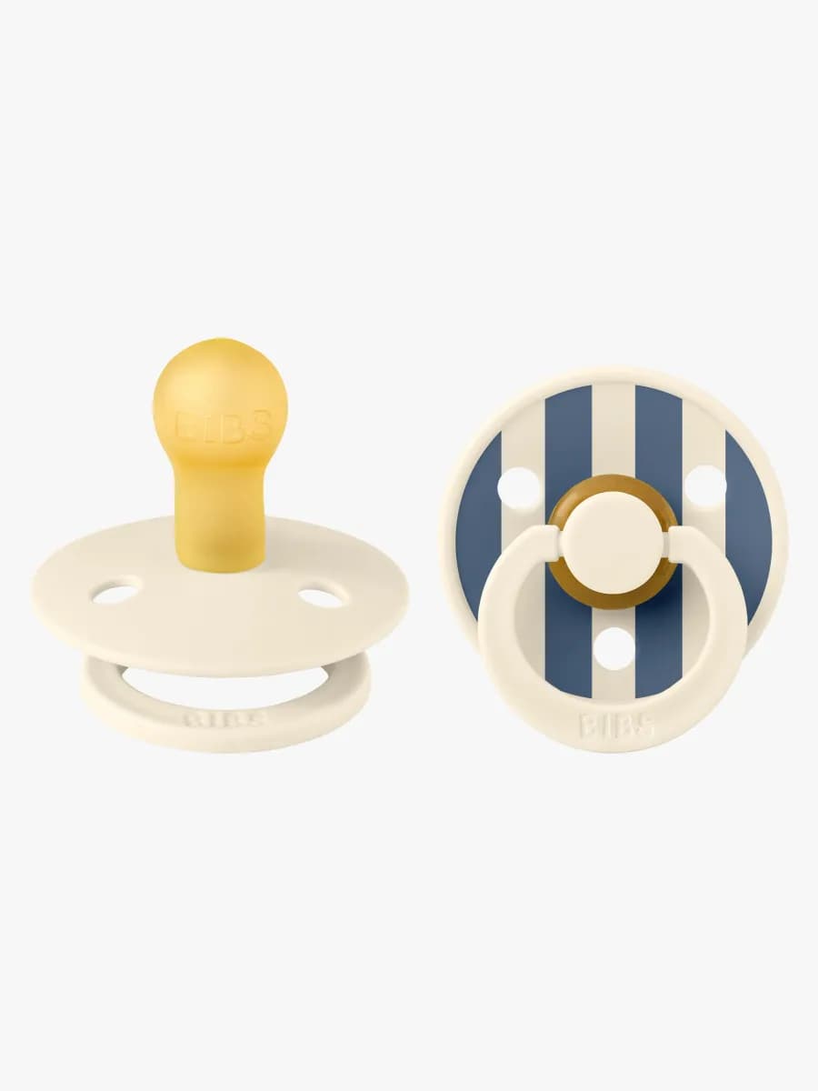 BIBS Studio Colour Napp 2-Pack Latex Stl 1 Rund, Pin/Ivory Steel Blue Mix