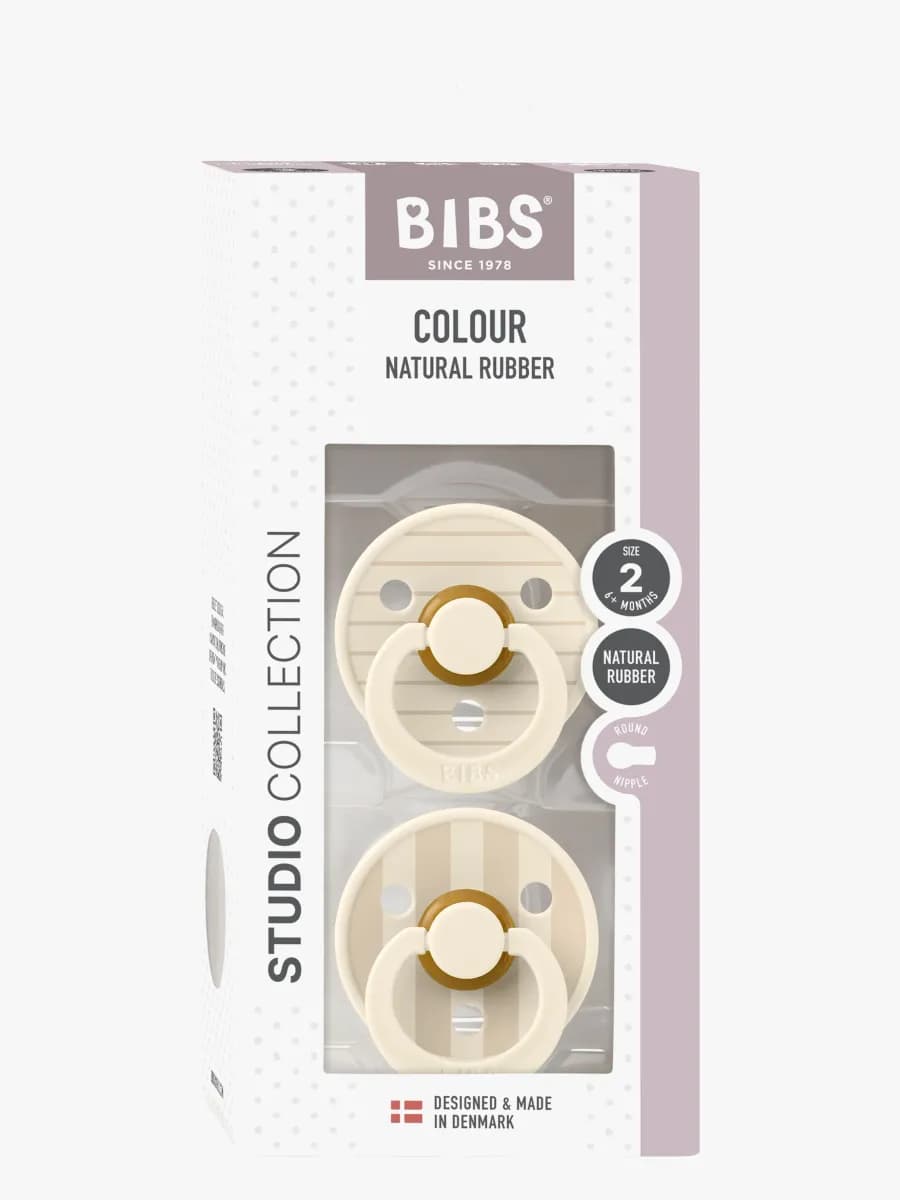 BIBS Studio Colour Napp 2-Pack Latex Stl 2 Rund, Pin/Ivory Vanilla Mix