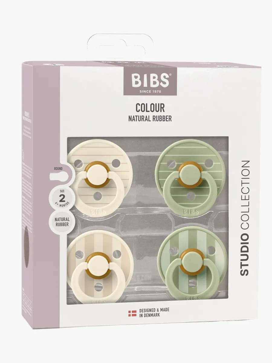BIBS Studio Colour Napp 4-Pack Latex Stl 2, Pin Ivory Vanilla/Pin Sage