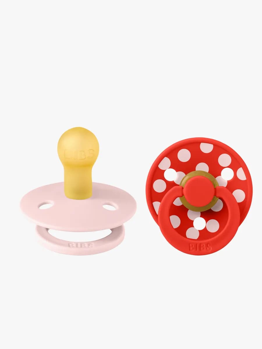BIBS Studio Colour Polka Napp 2-Pack Latex Stl 1, Blossom/Candy Apple