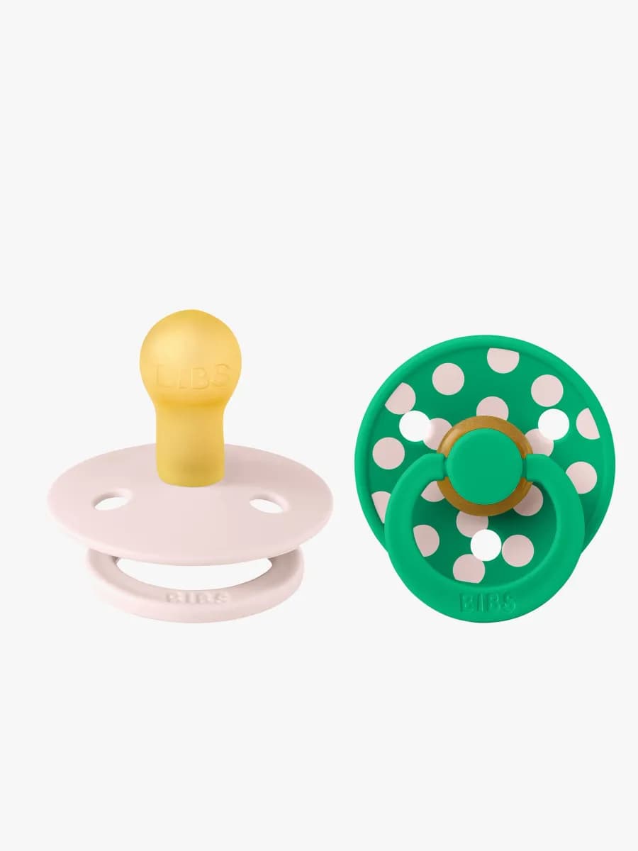 BIBS Studio Colour Polka Napp 2-Pack Latex Stl 1, Petal/Cactus