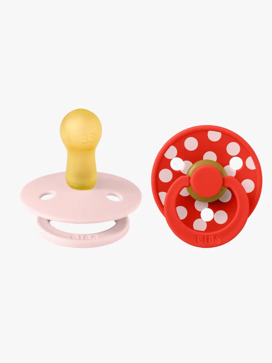 BIBS Studio Colour Polka Napp 2-Pack Latex Stl 2, Blossom/Candy Apple