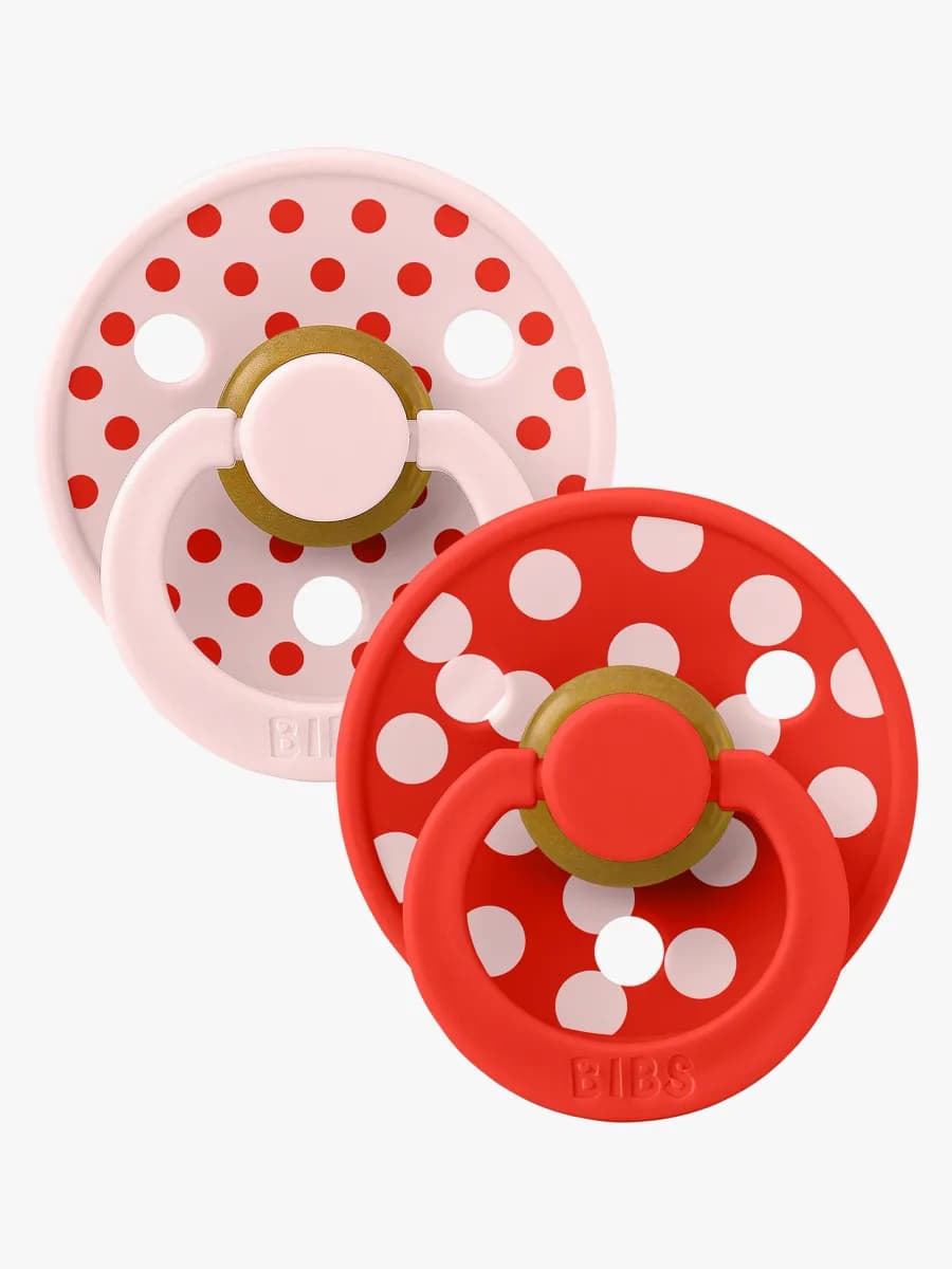 BIBS Studio Colour Polka Napp 2-Pack Latex Stl 2, Blossom/Candy Apple