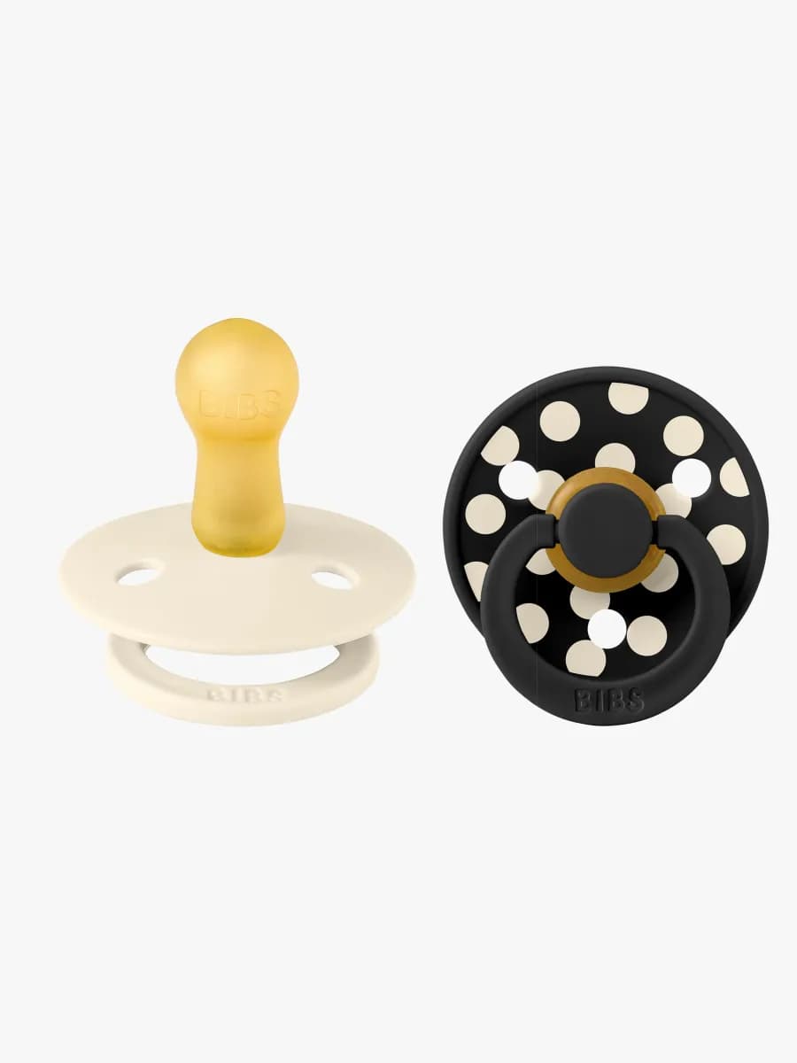 BIBS Studio Colour Polka Napp 2-Pack Latex Stl 2, Ivory/Black