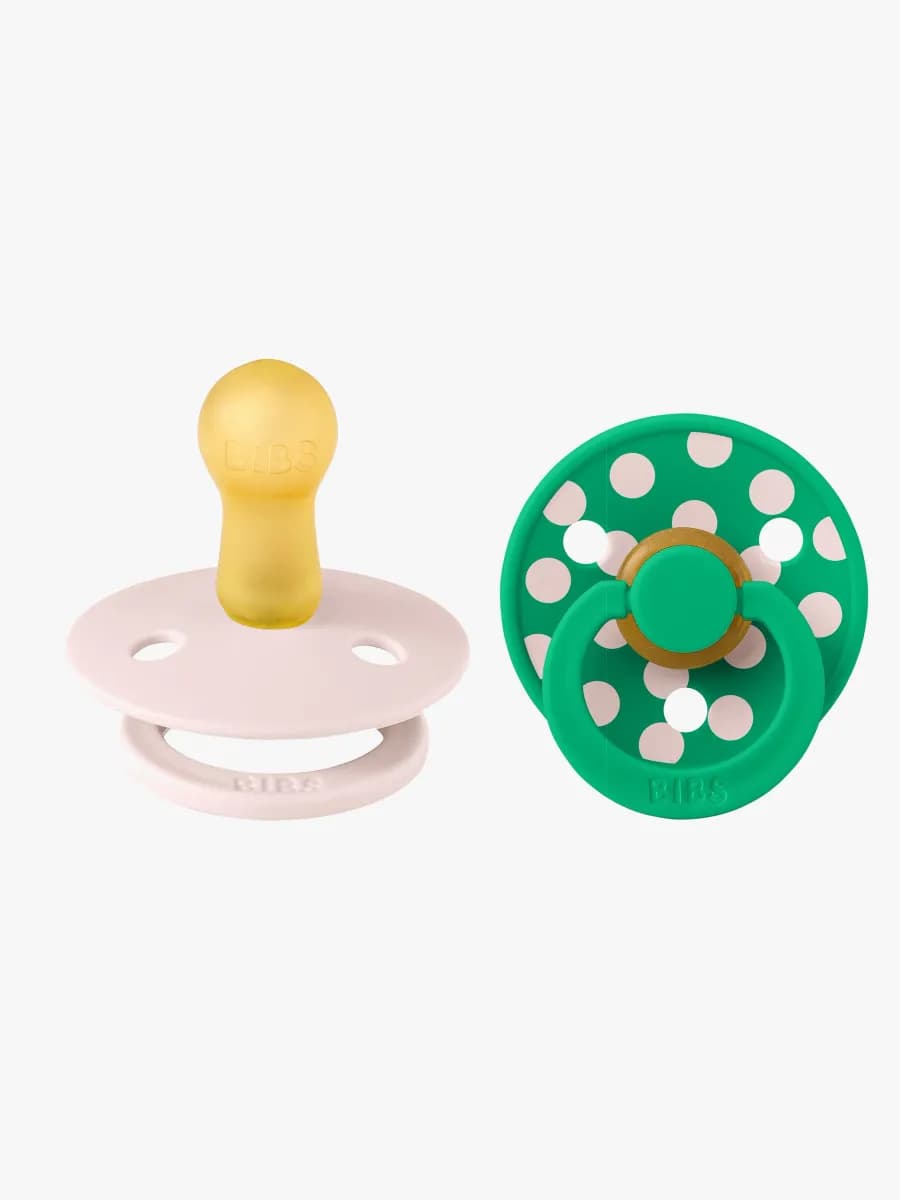 BIBS Studio Colour Polka Napp 2-Pack Latex Stl 2, Petal/Cactus