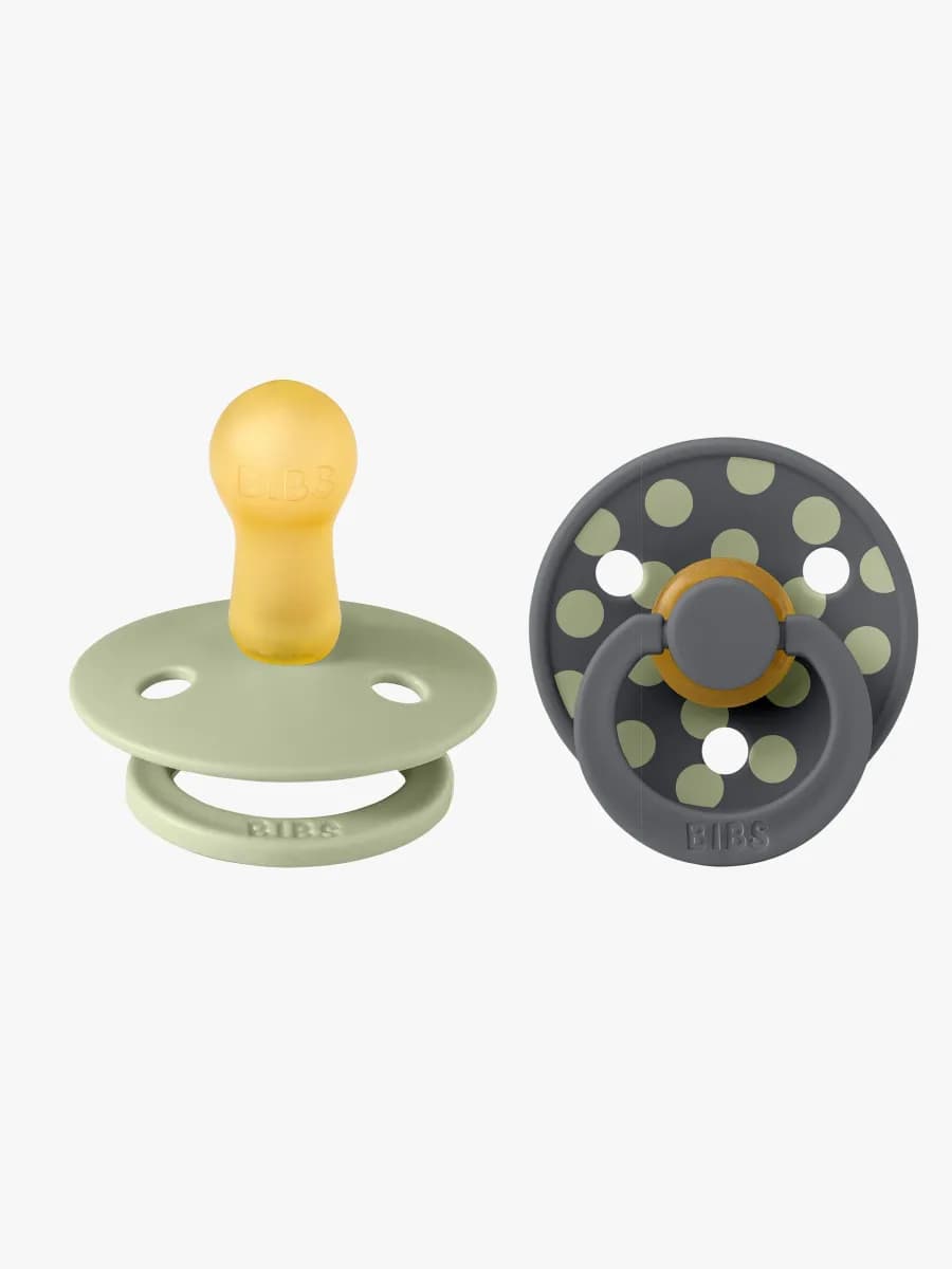 BIBS Studio Colour Polka Napp 2-Pack Latex Stl 2, Sage/Iron