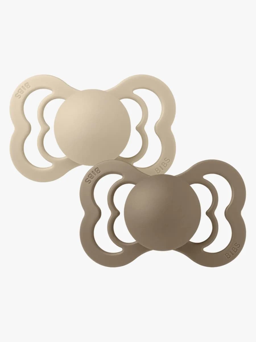 BIBS Supreme Napp 2-pack Latex Stl 1 Symmetrisk, Vanilla/Dark Oak