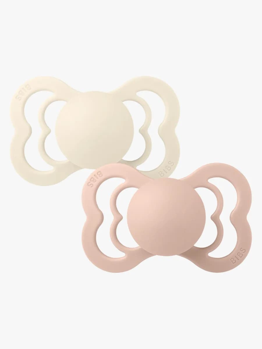 BIBS Supreme Napp 2-pack Silikon Stl 1 Symmetrisk, Ivory/Blush
