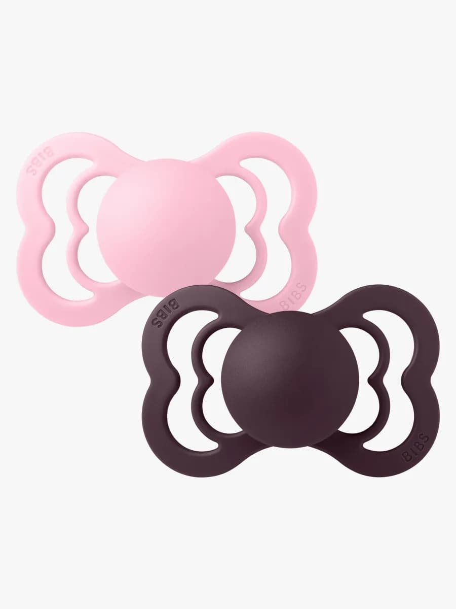 BIBS Supreme Napp 2-Pack Silikon Stl 2 Symmetrisk, Baby Pink/Plum