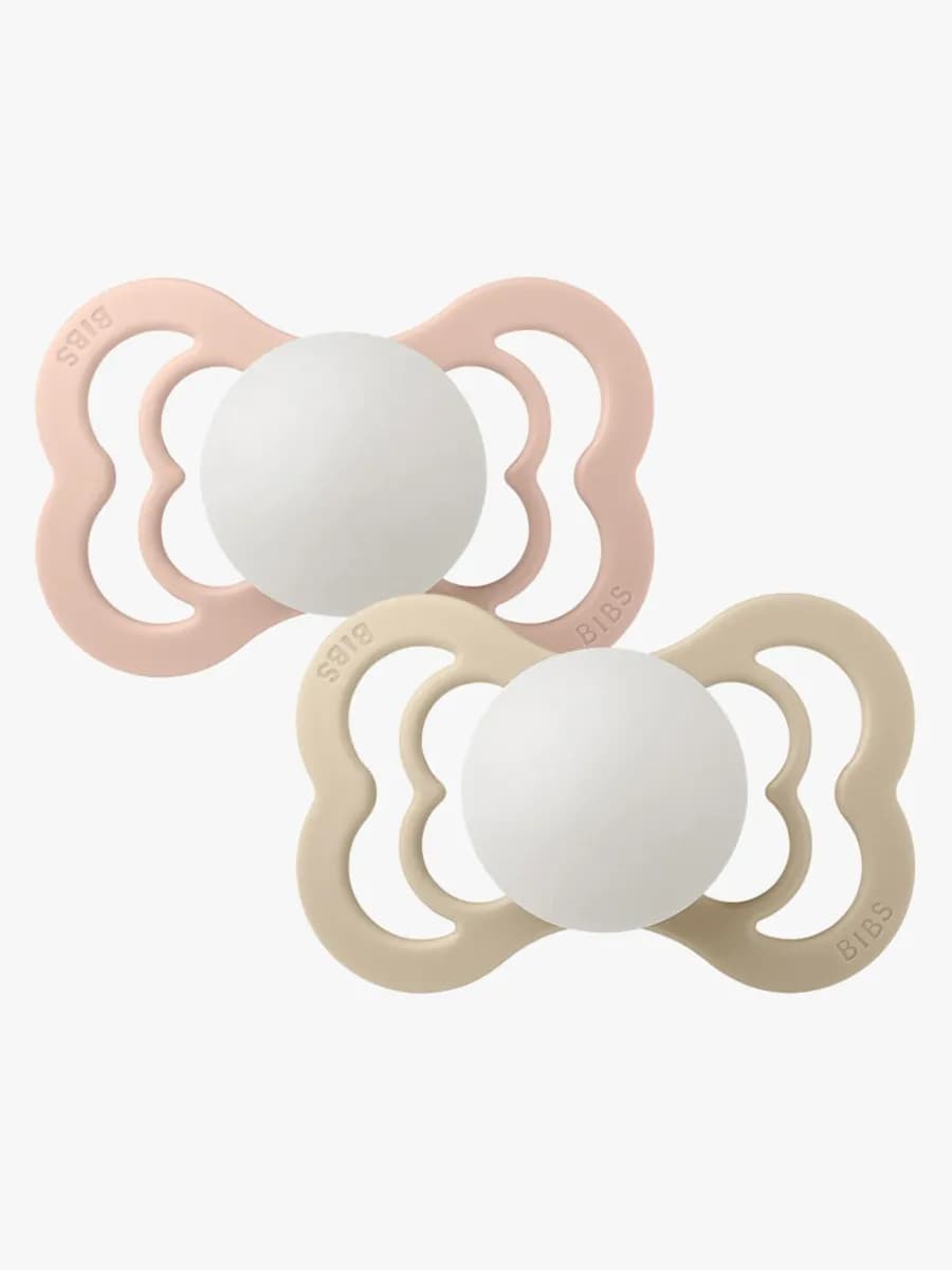 BIBS Supreme Napp 2-pack Silikon Stl 2 Symmetrisk, Blush Glow/Vanilla Glow
