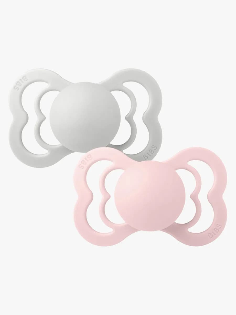BIBS Supreme Napp 2-pack Silikon Stl 2 Symmetrisk, Haze/Blossom