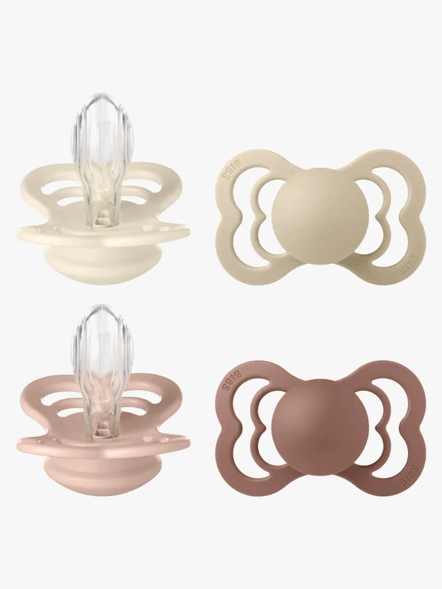 BIBS Supreme Napp 4-Pack Silikon Stl 2, Ivory/Vanilla/Blush/Woodchuck