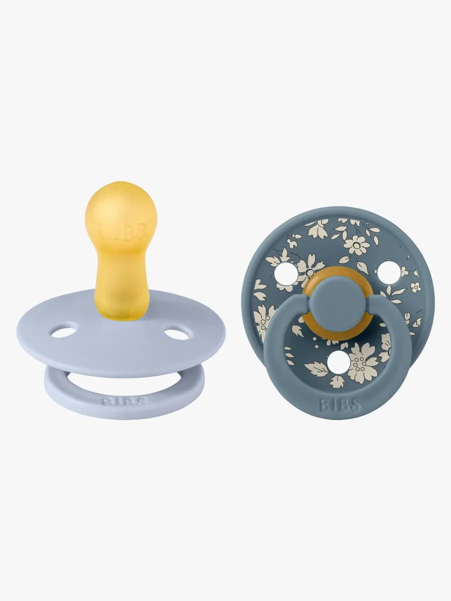 BIBS x Liberty Colour Napp 2-Pack Latex Stl 2 Rund, Capel/Dusty Blue Mix