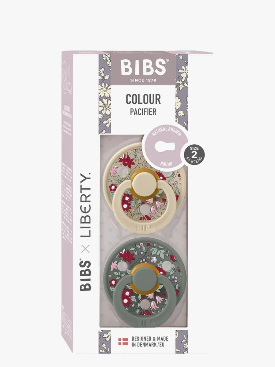 BIBS x Liberty Colour Napp 2-Pack Latex Stl 2 Rund, Chamomile Lawn/Pine Mix