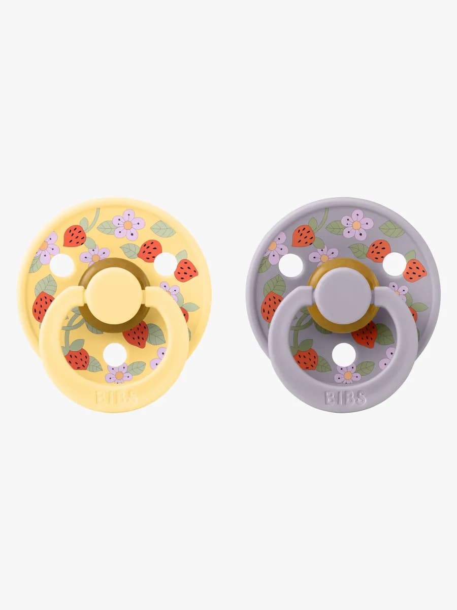 BIBS x Liberty Colour Strawberries Napp 2-Pack Latex Stl 1, Pale Butter Mix