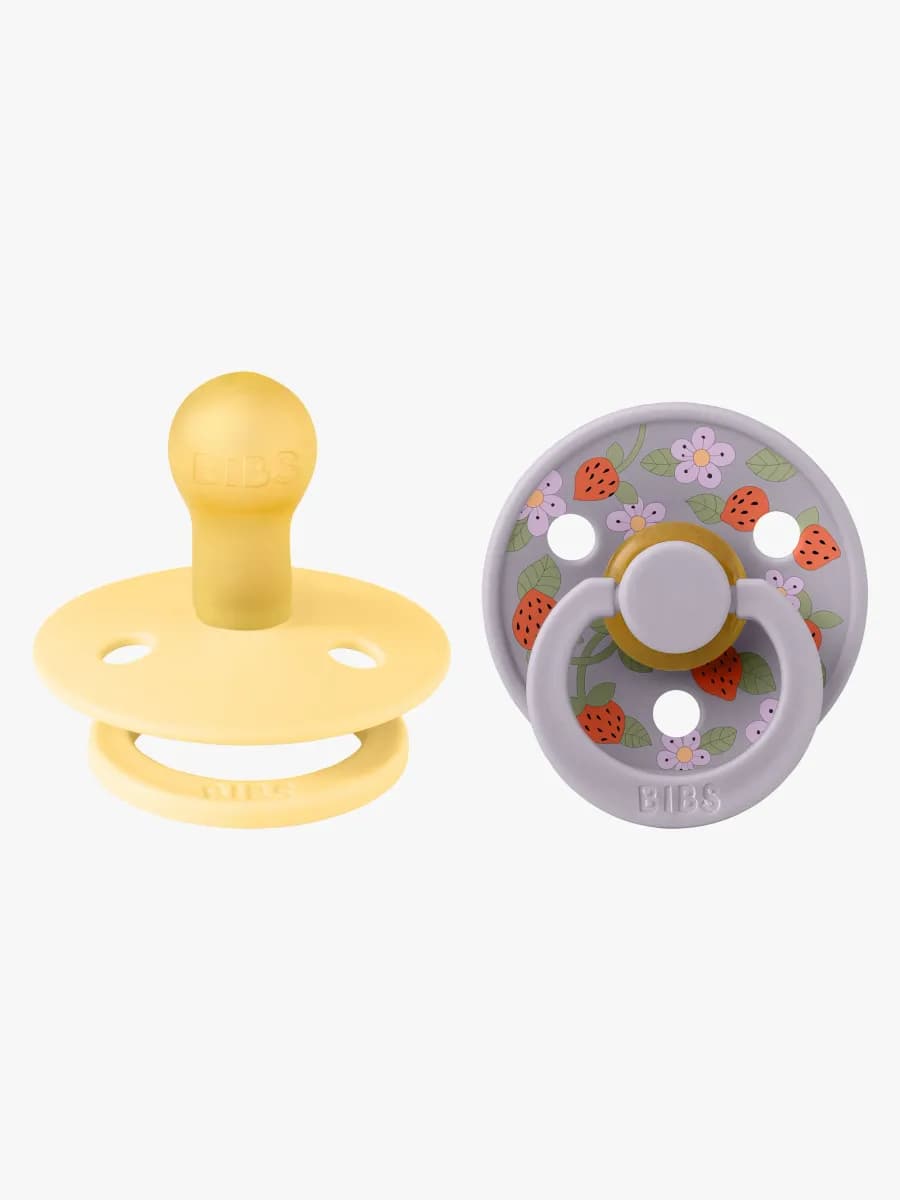 BIBS x Liberty Colour Strawberries Napp 2-Pack Latex Stl 1, Pale Butter Mix