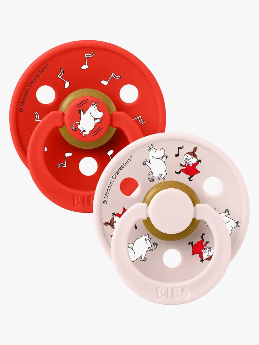 BIBS x Moomin Colour Dancing Napp 2-Pack Latex Stl 1, Candy Apple