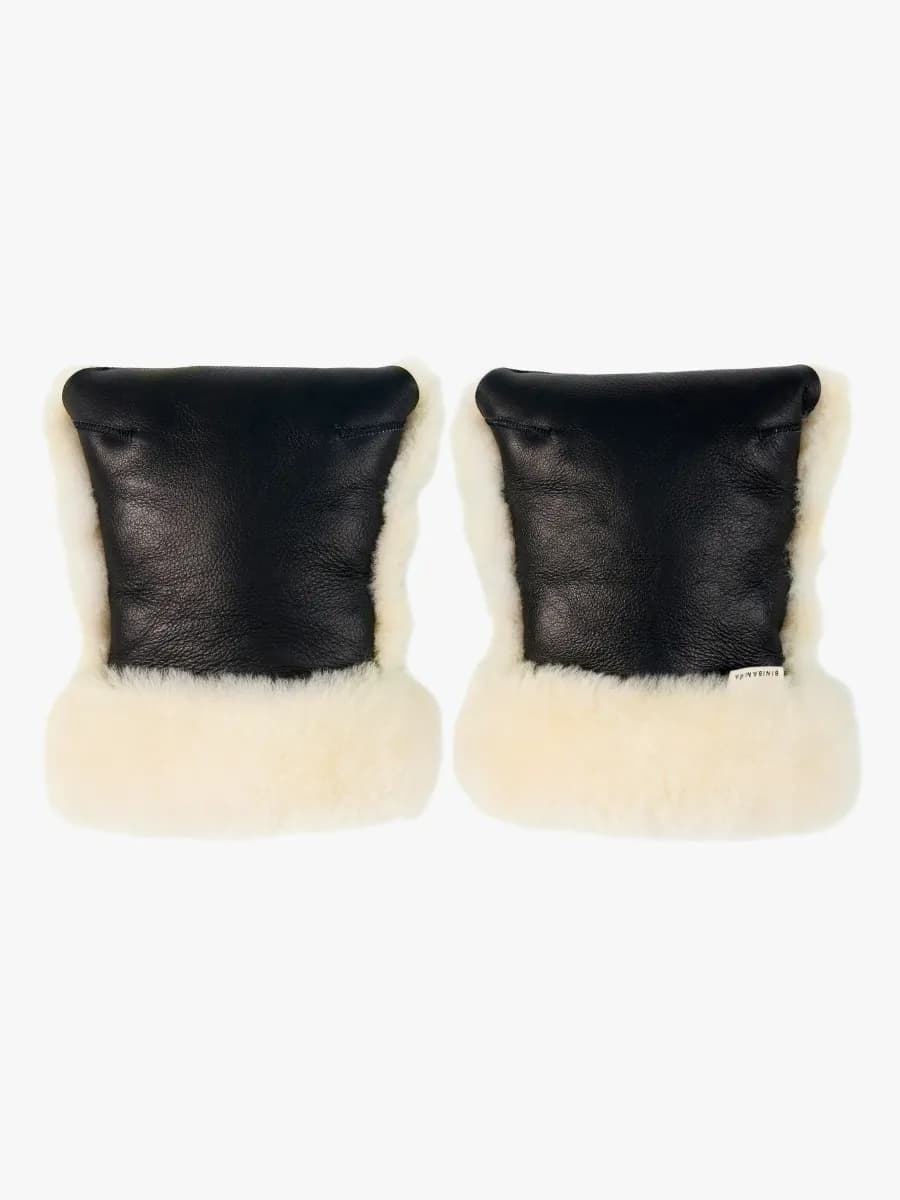 BINIBAMBA Fårskinn Coated Buggy Handvärmare, Noir/Milk