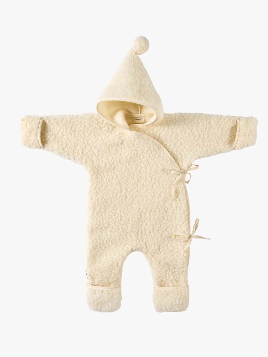 BINIBAMBA Merino Snugglesuit, Milk, 1-3 år