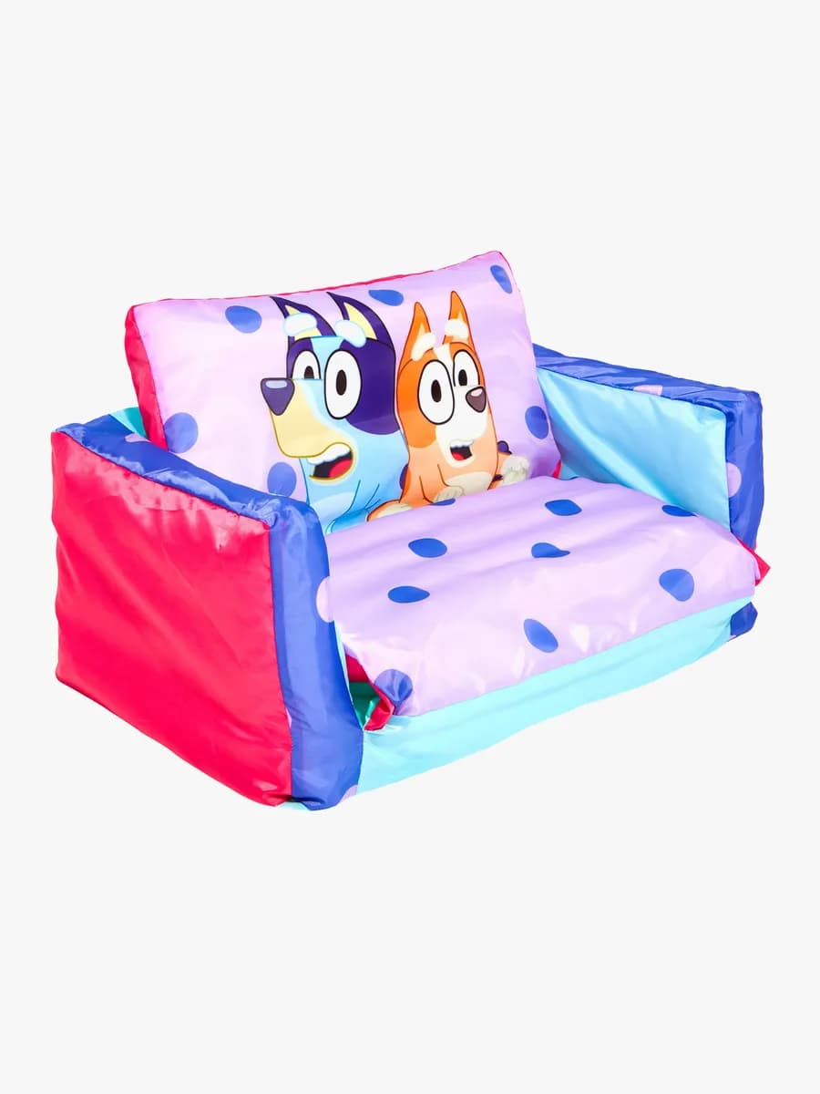 Bluey 2-i-1 Uppblåsbar Flip Out Soffa, Rosa/blå