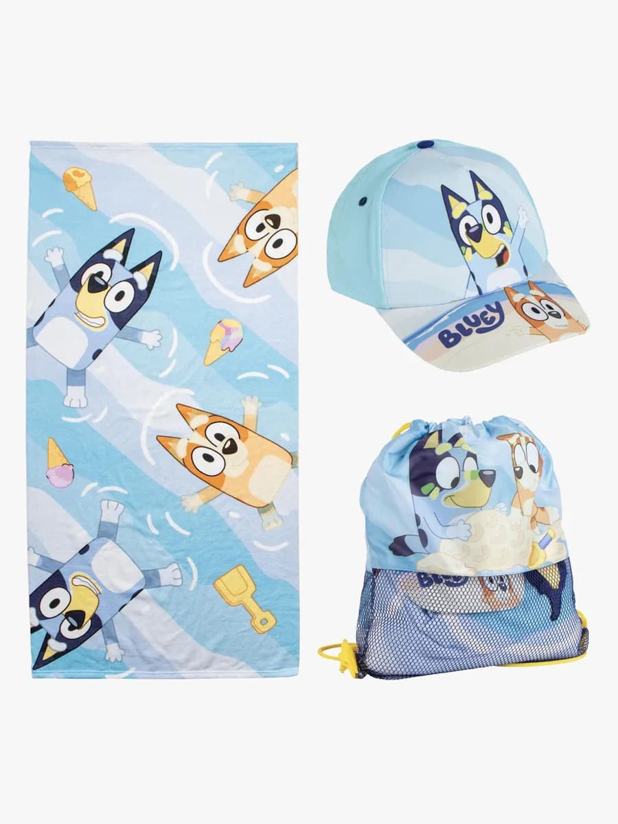 Bluey Handduk Gympapåse &  Keps Set, Ljusblå