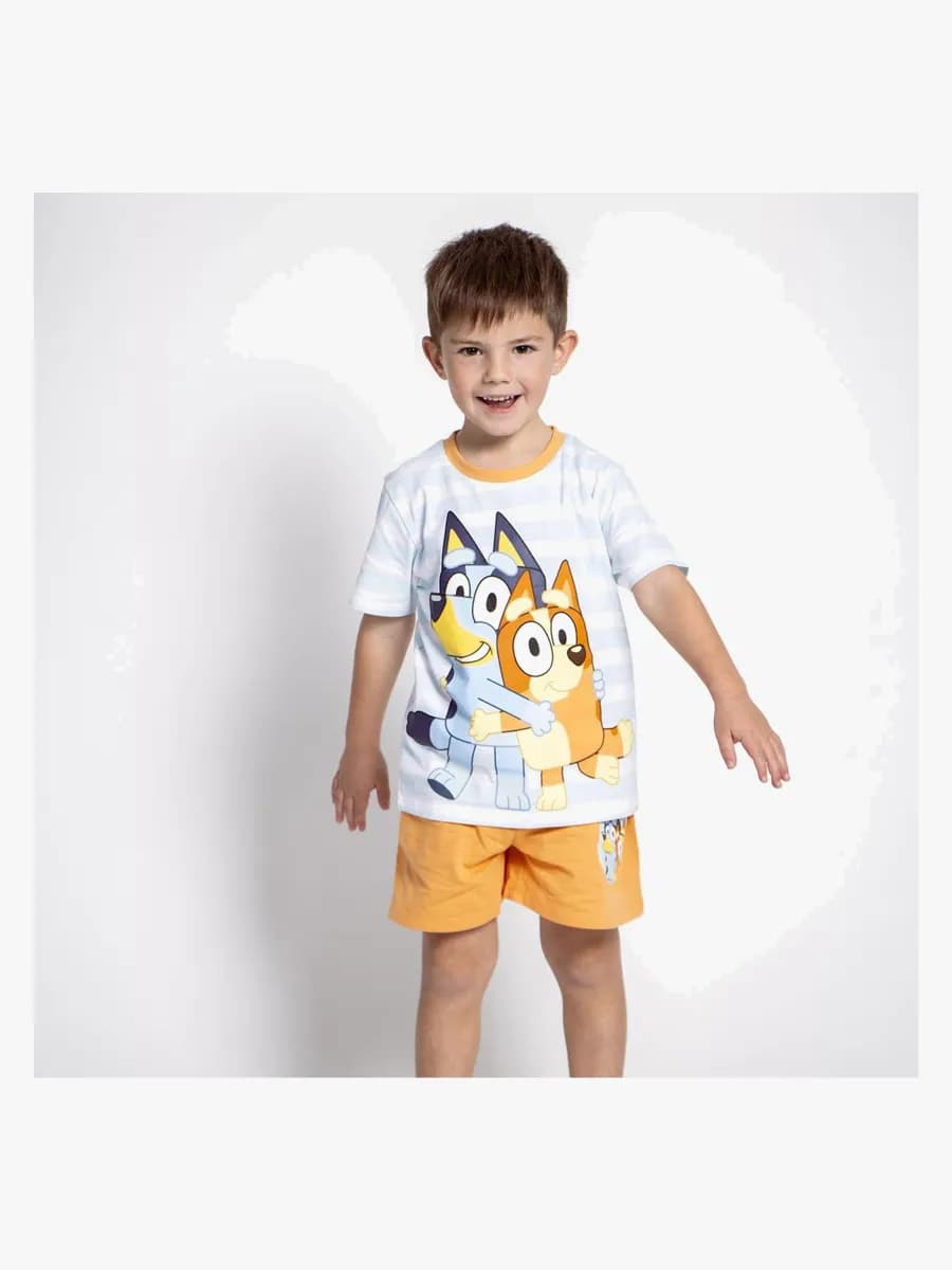 Bluey Pyjamas, Ljusblå/Orange, 104-110