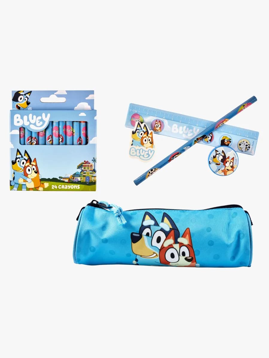 Bluey Skrivset med Kritor &  Pennfodral