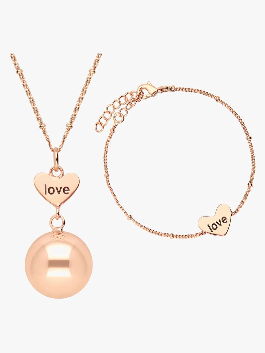Bola Gravidsmycke med Armband Love, Roséguld
