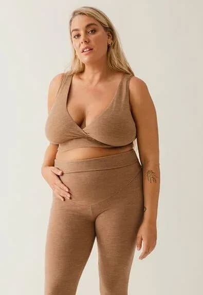 Boob Merino wool bra, Brown Melange L