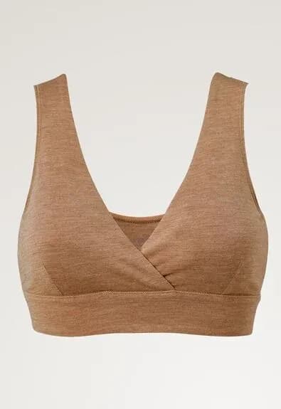 Boob Merino wool bra, Brown Melange L