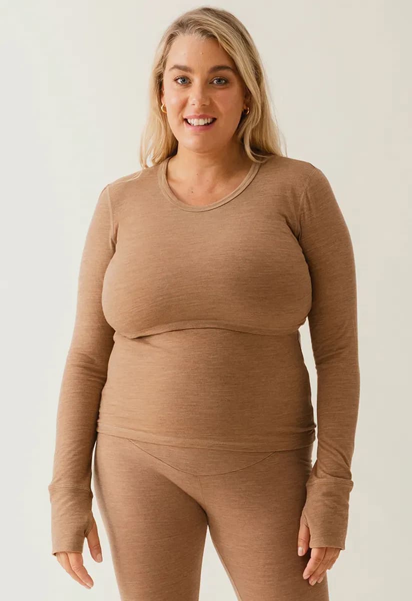 Boob Merinoull Amningstopp, Brown Melange, L