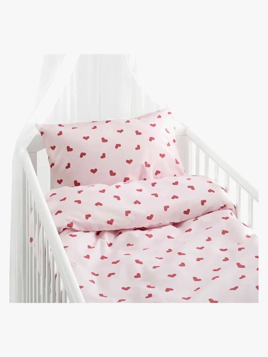 Borganäs Bäddset Spjälsäng Hjärtrud 2-delat 100x130, Rosa