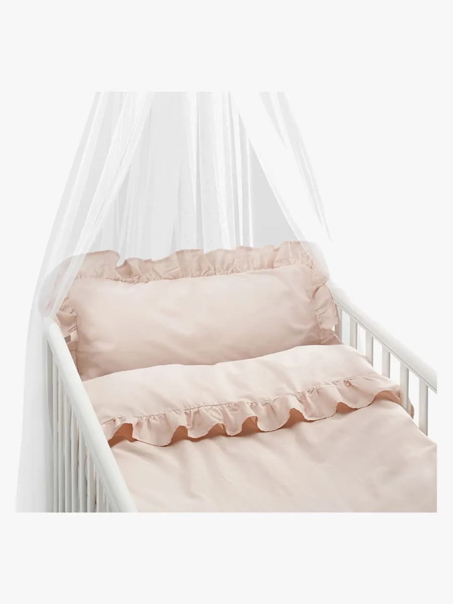 Borganäs Bäddset Spjälsäng Volang 100 x 130 2-delat, Rosa