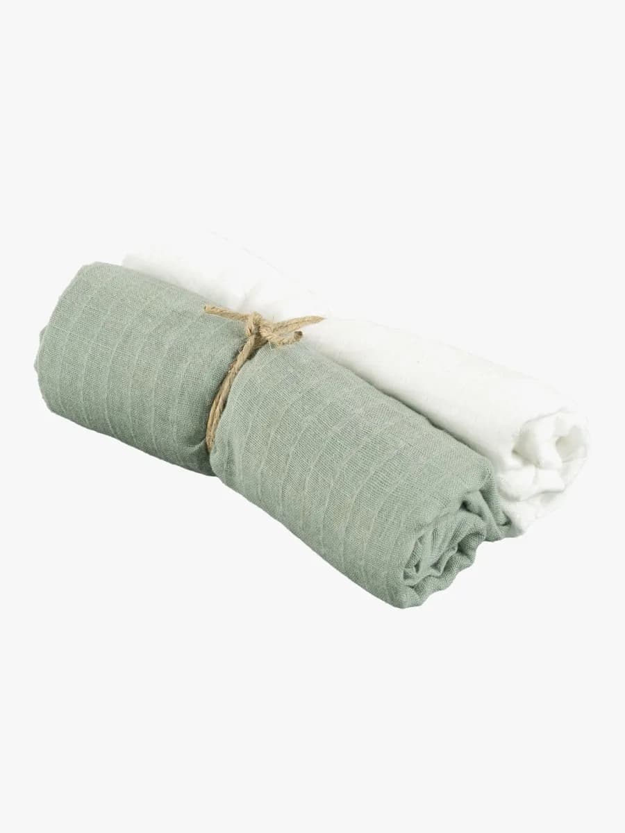 Borganäs Muslinfilt 70x70 2-pack, Grön