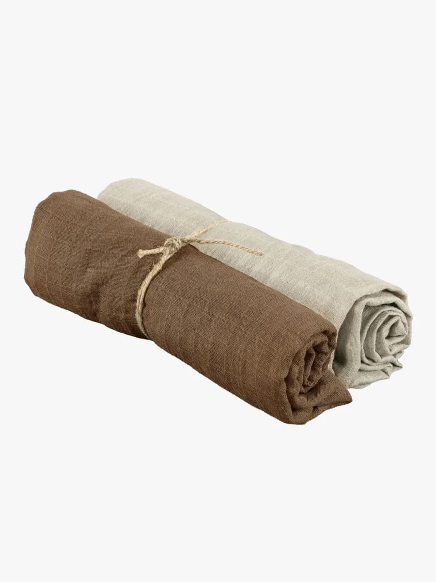 Borganäs Muslinfilt 70x70 2-pack, Taupe
