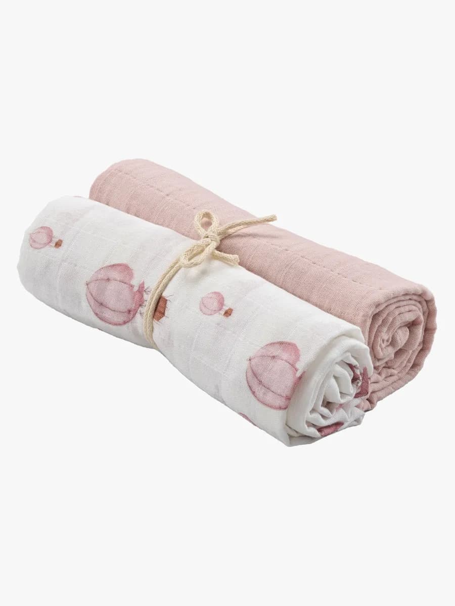 Borganäs Muslinfiltar Ballong 70x70 2-Pack, Rosa