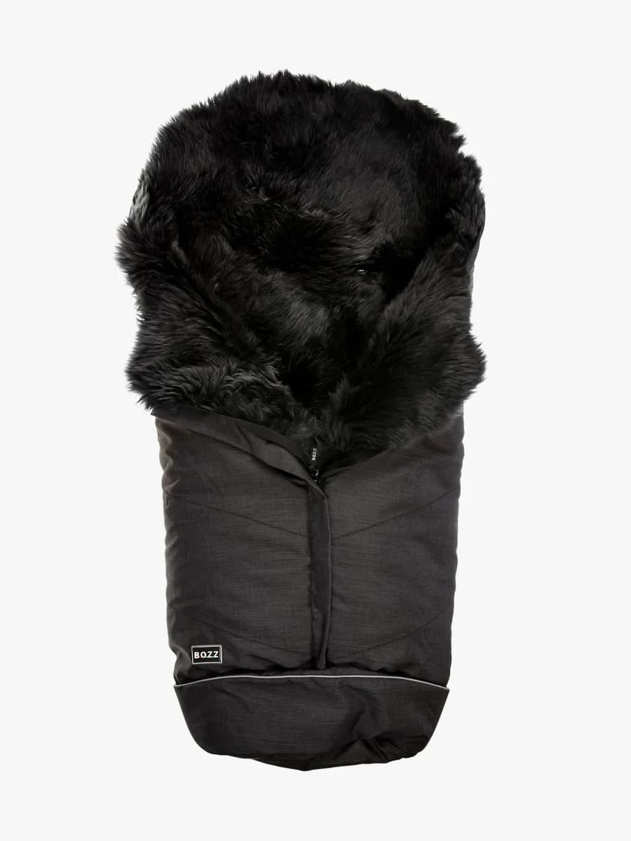 Bozz Lammskinnsåkpåse Långhårig, Black Melange/Grey