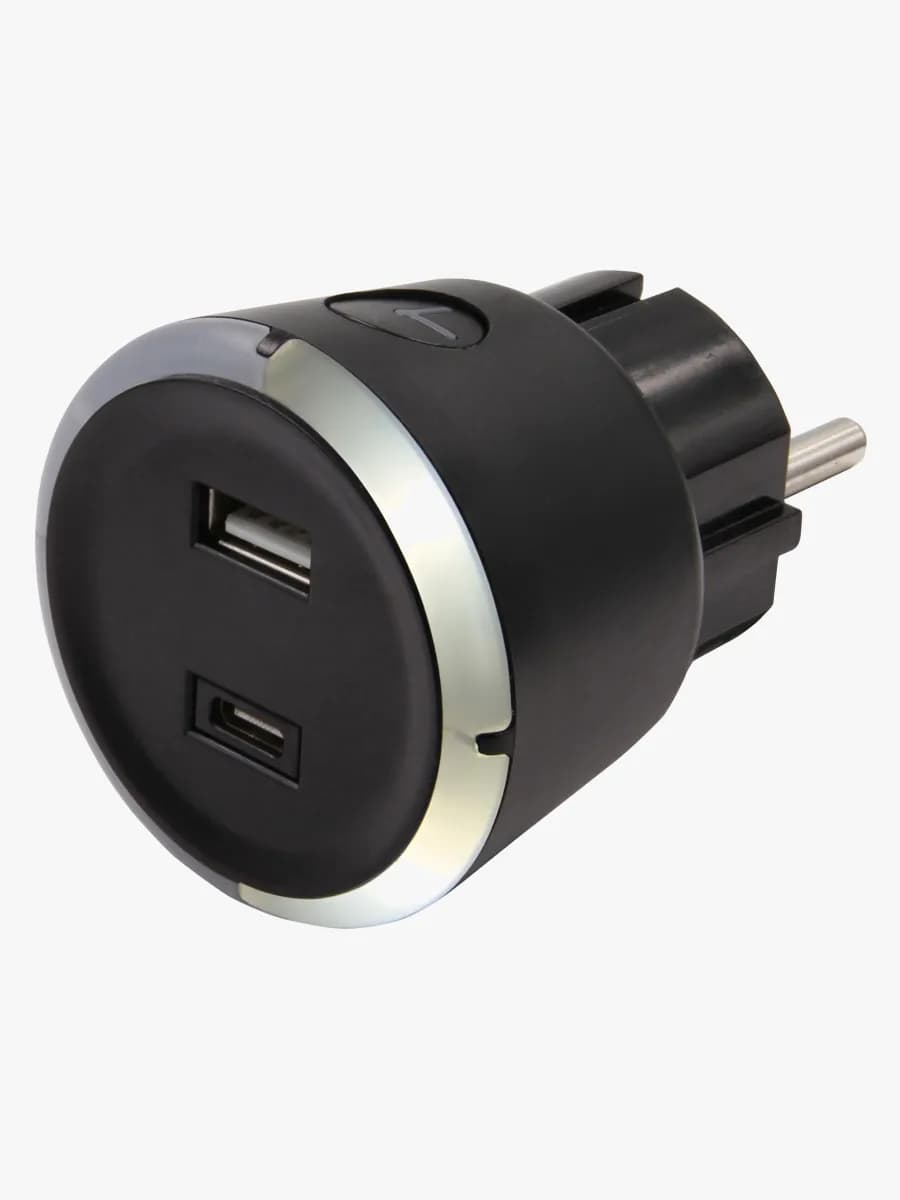 CAPiDi USB Laddare / Timer A+C, Black