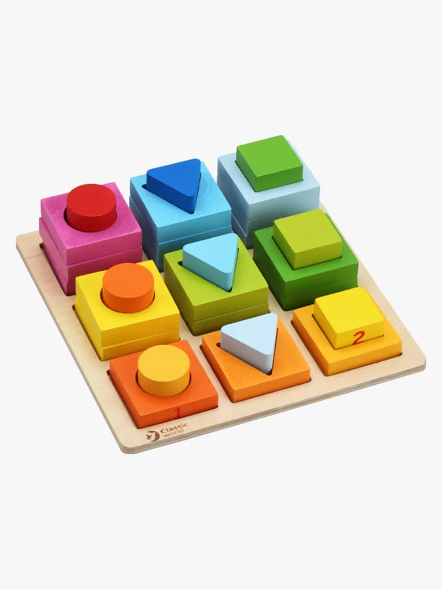 Classic World Stapelklossar Spel Kvadrat