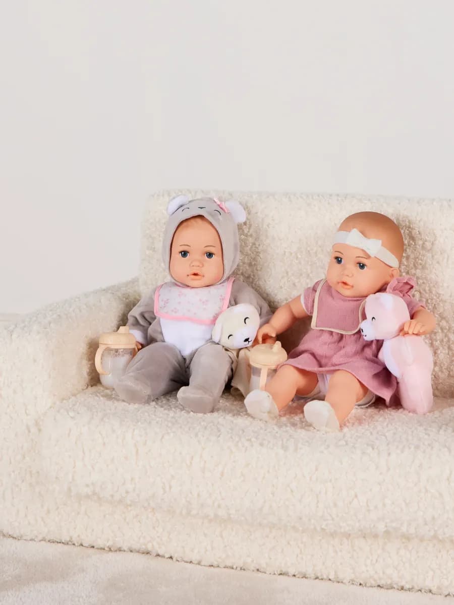 Cloudberry Castle Gåvoset Docka Twins Deluxe 35 cm, Rosa/vit