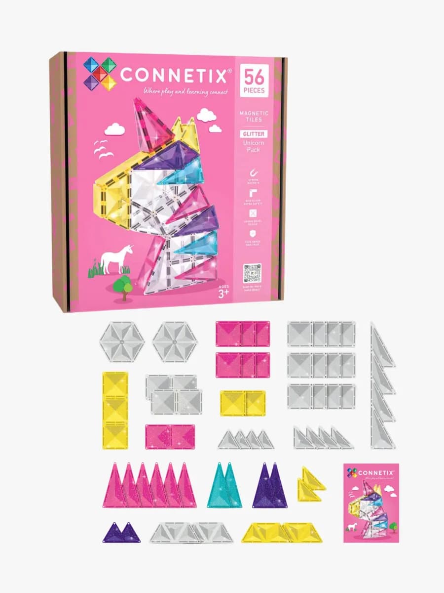 Connetix Magnetiska Byggklossar Glitter Enhörning 56 Delar