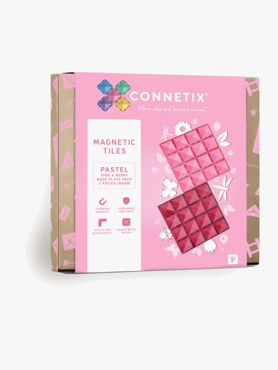 Connetix Magnetiska Byggklossar Pastel Pink &  Berry Base Plate 2 Delar
