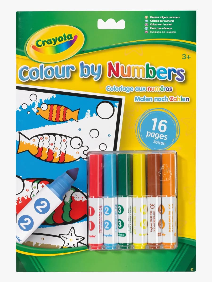 Crayola Colour By Numbers Målarset Djur 16 Sidor &  6 Pennor